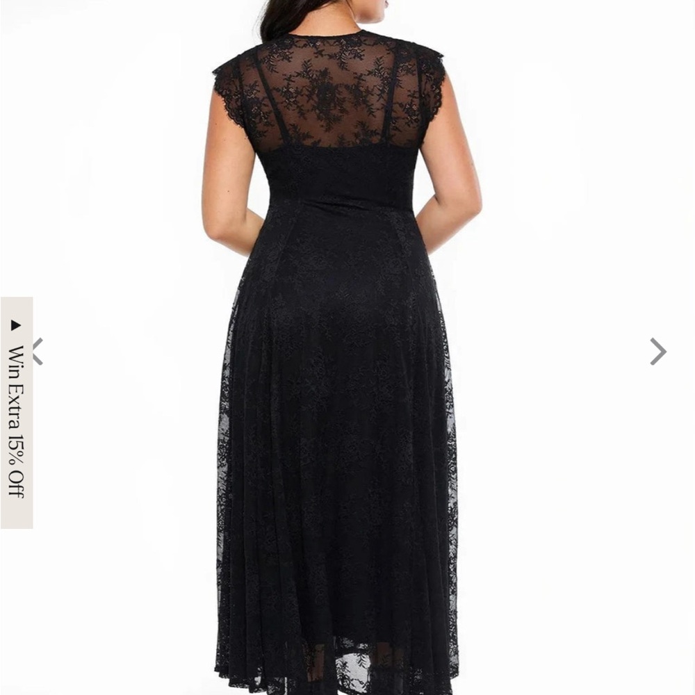 Popilush - Shapewear Boho Floral Lace Front Slit Maxi Dress-XXL - Picture 6 of 6